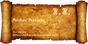 Medus Mátyás névjegykártya